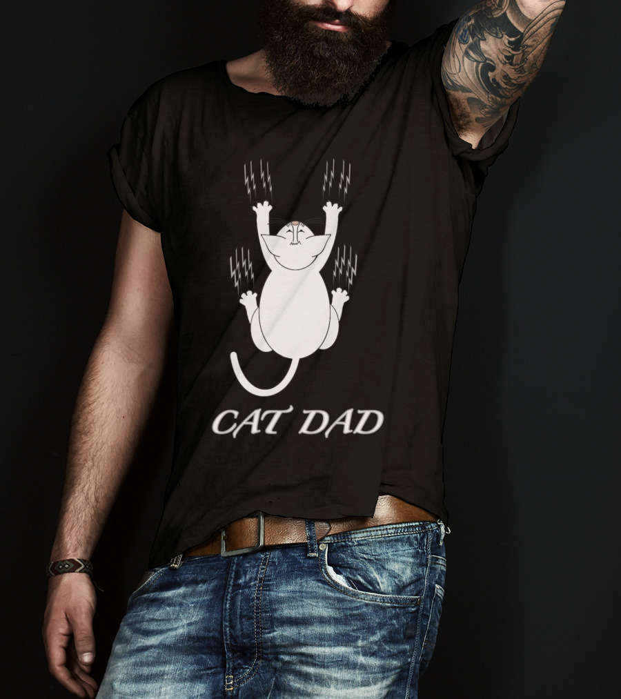 Cat Dad Perfect Funny For Cat Lovers Unique Clawing T-Shirt