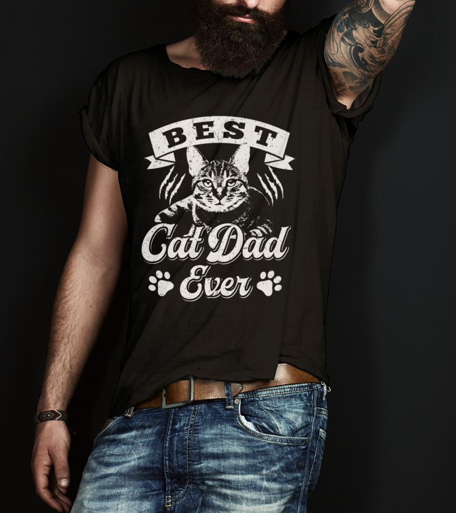 Best Cat Dad Ever Father's Shirt Awesome Cat Mens T-Shirt