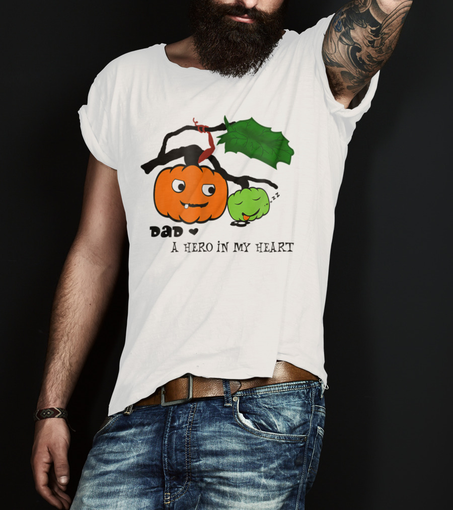 Dad A Hero In My Heart Pumpkin Halloween T-Shirt