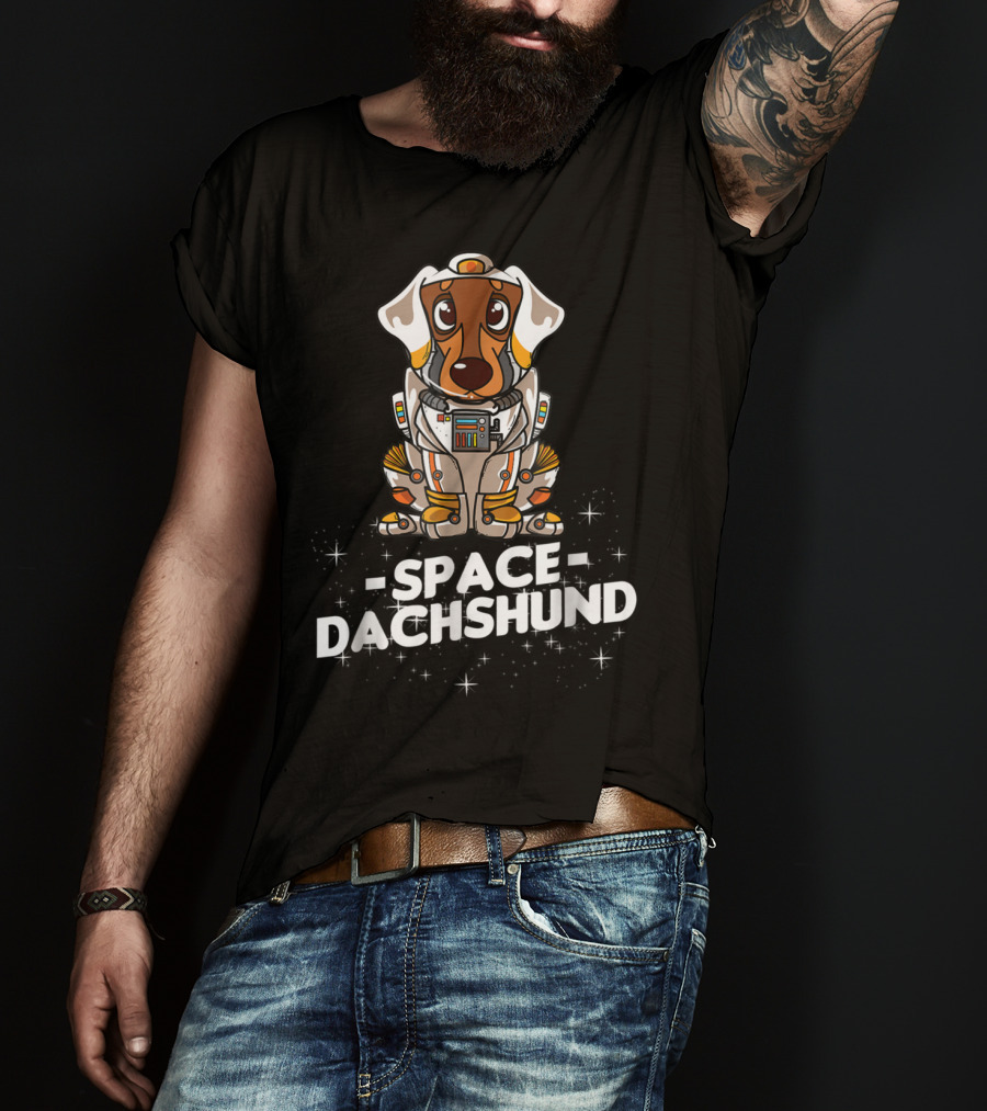Space Dachshund In Christmas Suit T-Shirt