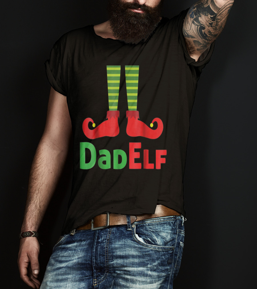 Dad Elf Christmas Family Matching Pajama Party T-Shirt