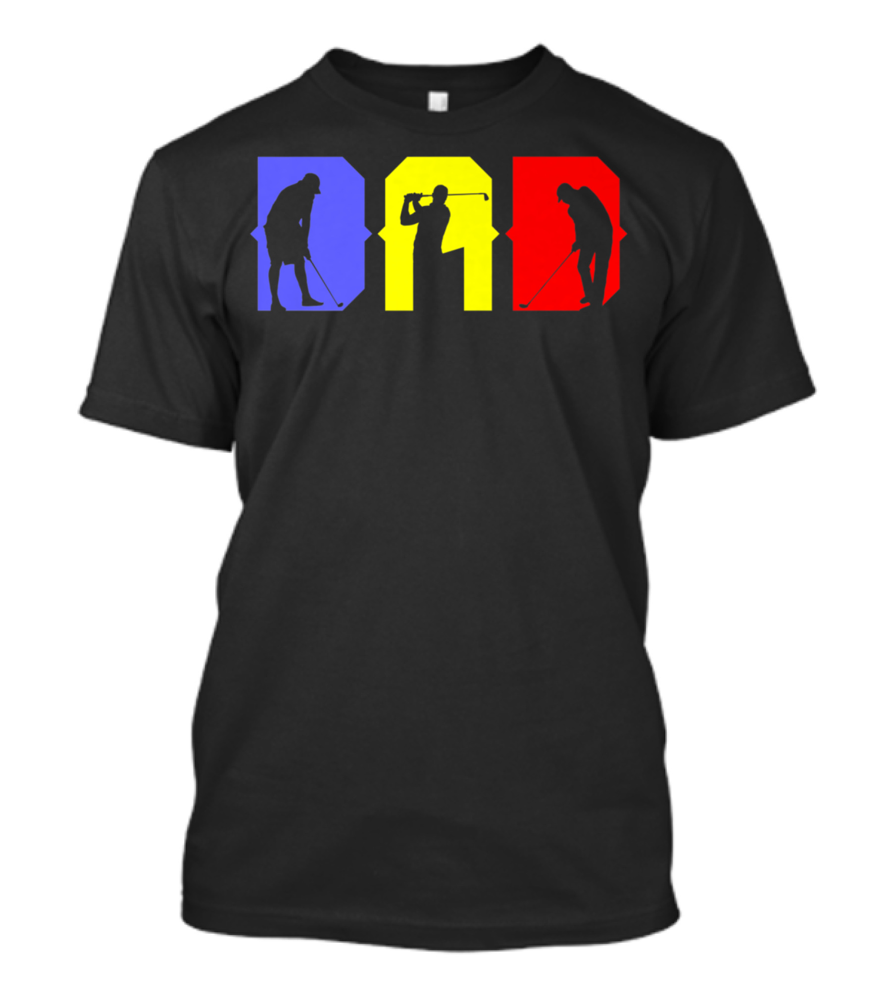 Dad Cool Golf Silhouette Blue Yellow Red T-Shirt