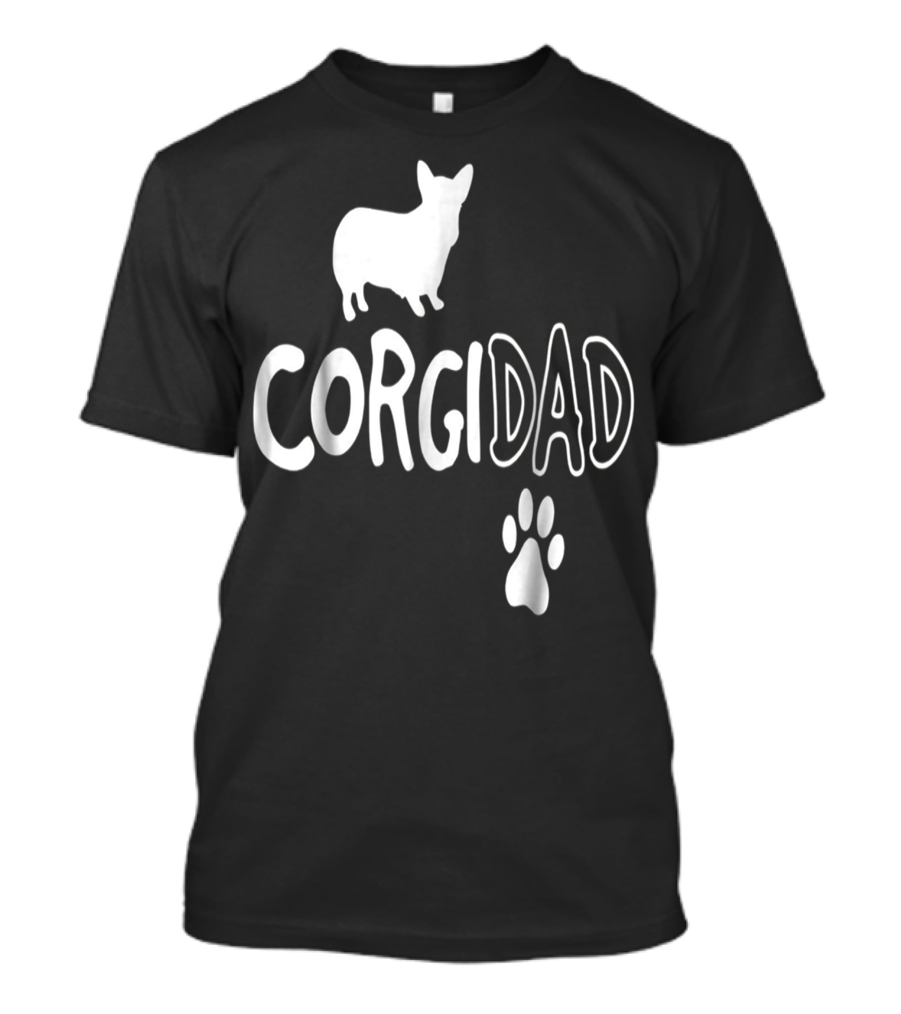 Corgi Dad Silhouette With Paw Prints T-Shirt