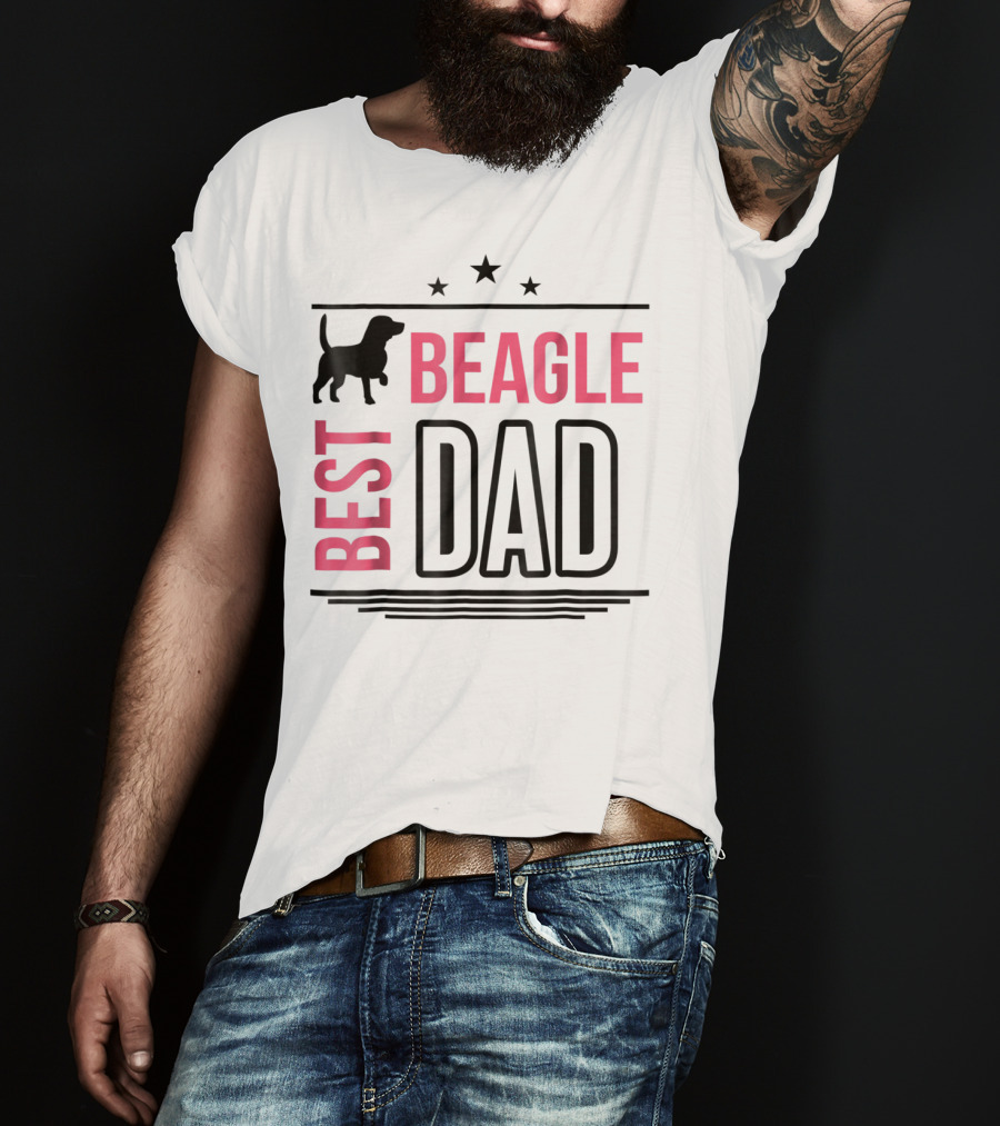 Best Beagle Dad Silhouette Stars T-Shirt
