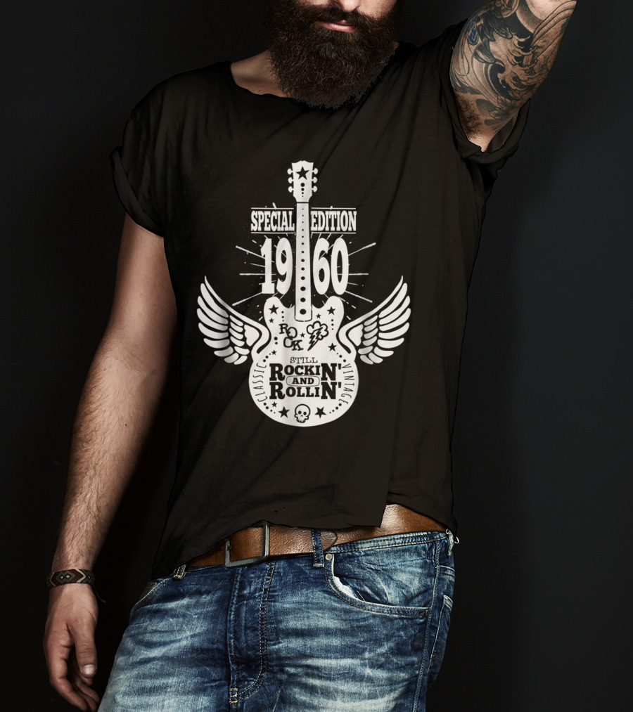 Special Edition 1960 Vintage Classic Rock And Roll Winged Guitar T-Shirt