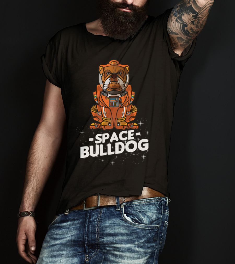 Space Bulldog In Astronaut Suit T-Shirt