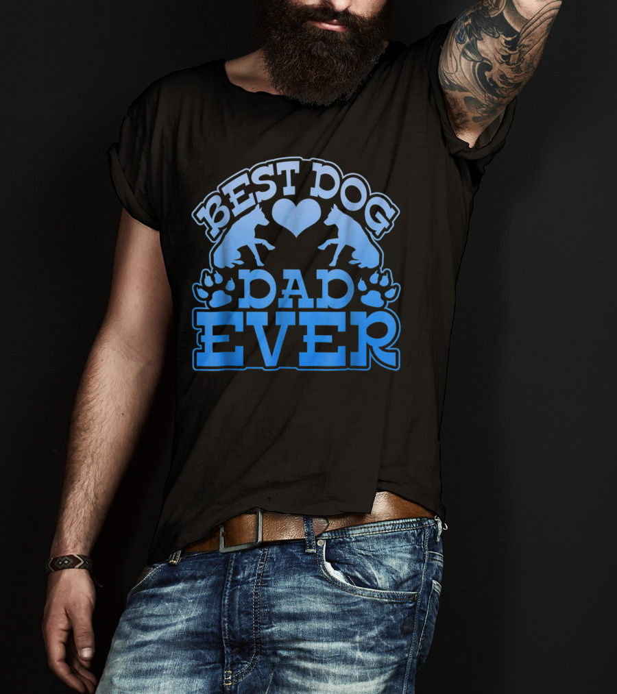 Best Dog Dad Ever Heart Paw Dogs T-Shirt