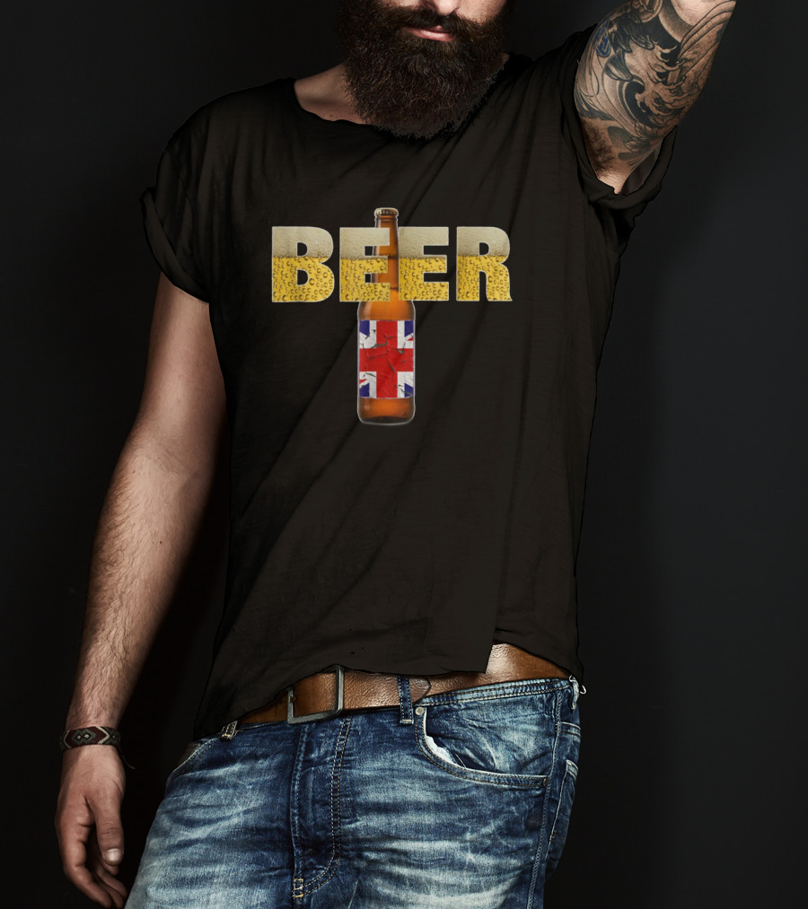 Beer Bottle British Flag Pub Crawl Brewery 29 T-Shirt