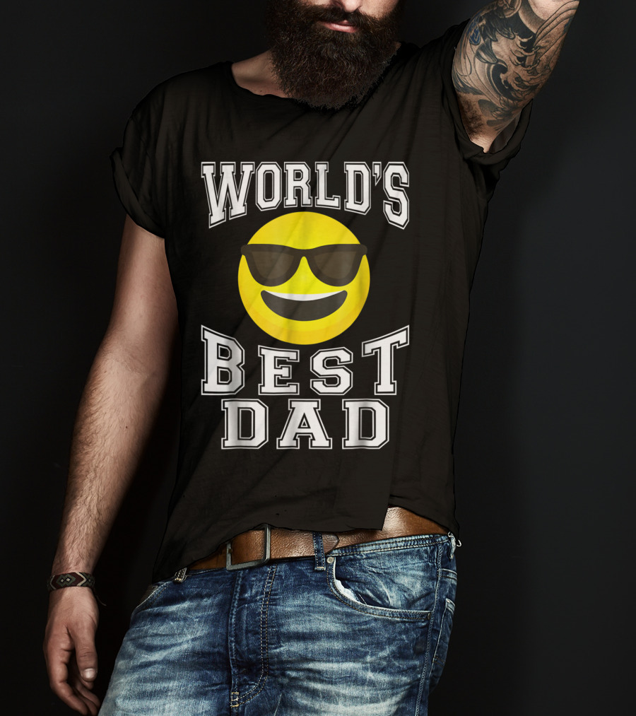 World's Best Dad Cool Emoticon T-Shirt