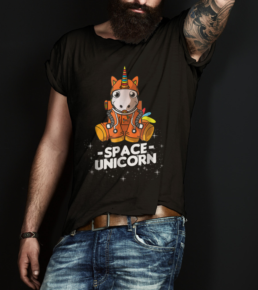 Space Unicorn Astronaut Suit With Christmas Dog Owner T-Shirt