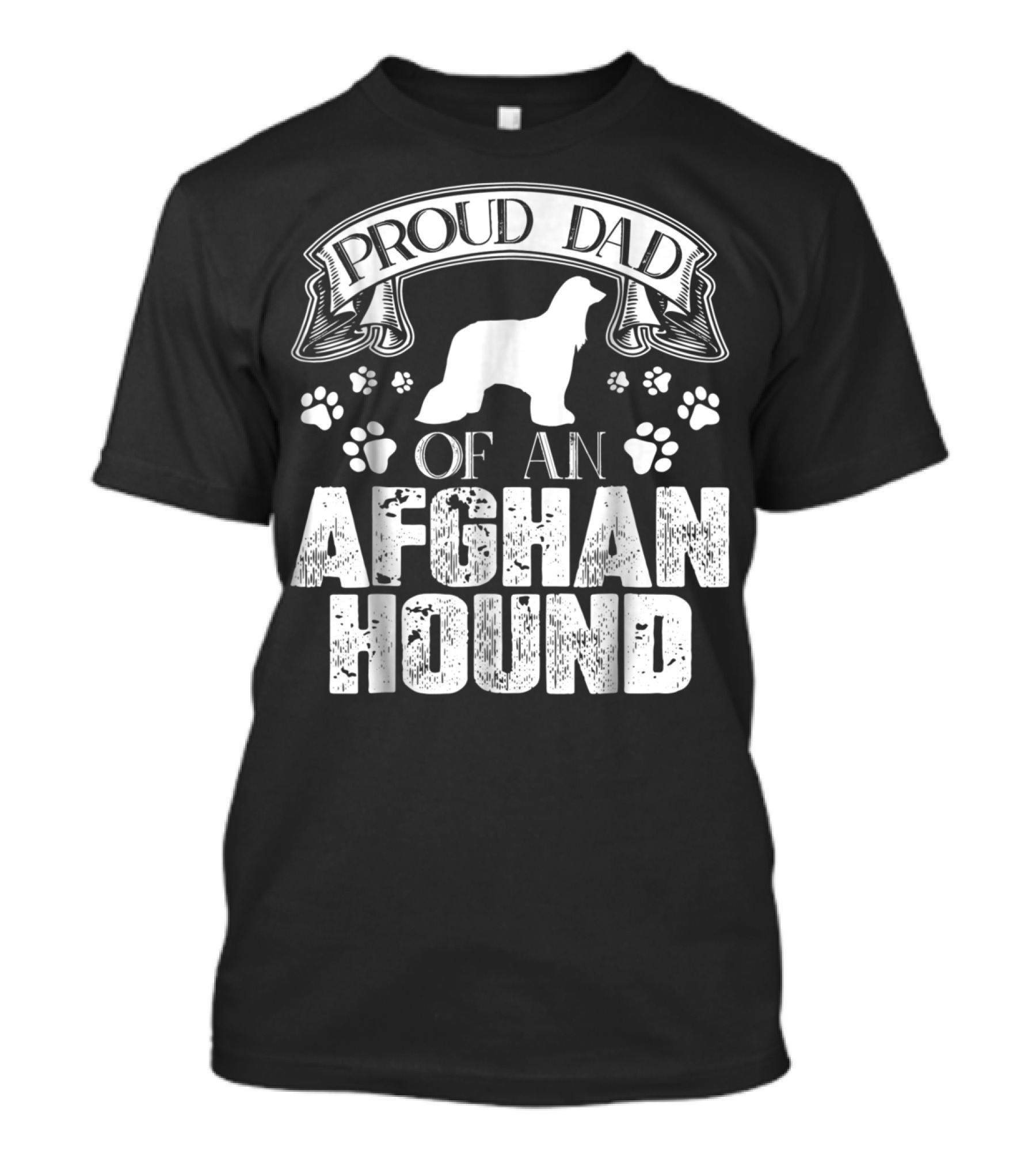 Proud Dad Of An Afghan Hound With Paw Prints T-Shirt