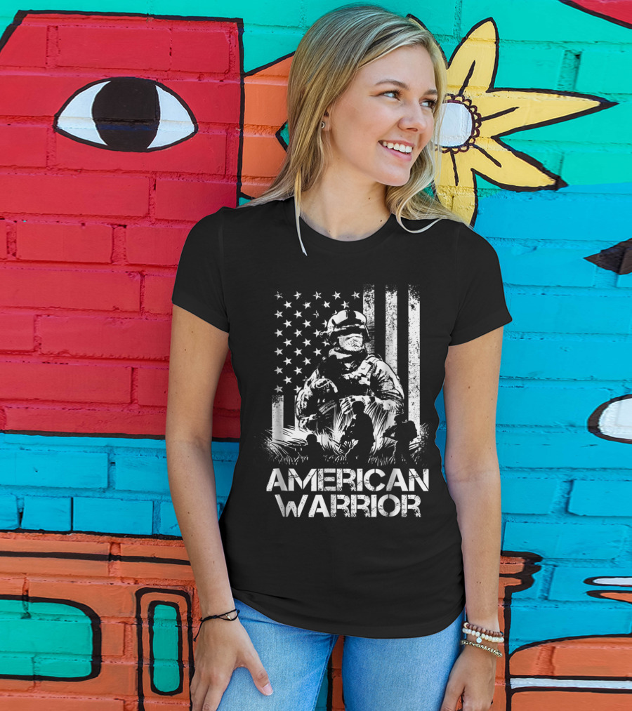 American Warrior Veteran Proud USA Patriotic Soldier T-Shirt