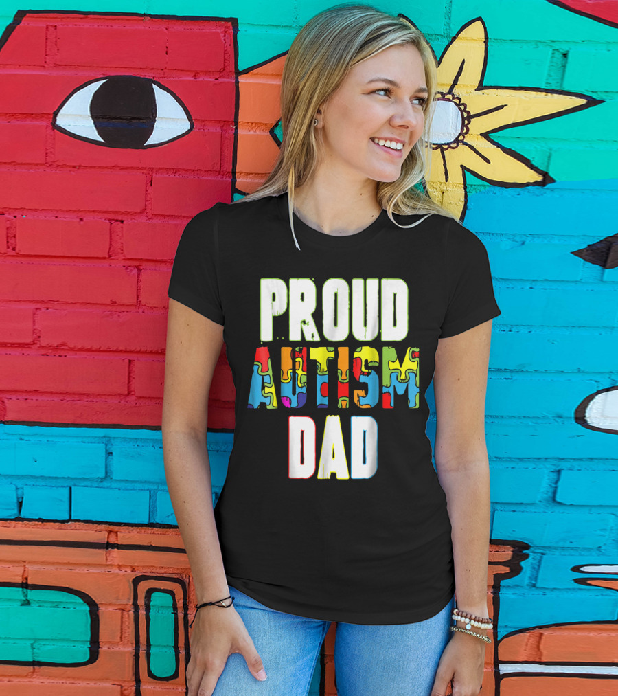 PROUD AUTISM DAD Autism Awareness Product T-Shirt