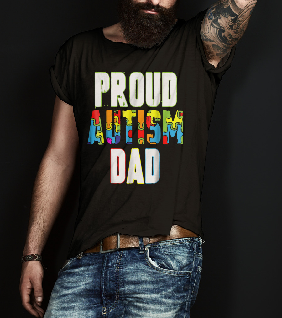 PROUD AUTISM DAD Autism Awareness Product T-Shirt