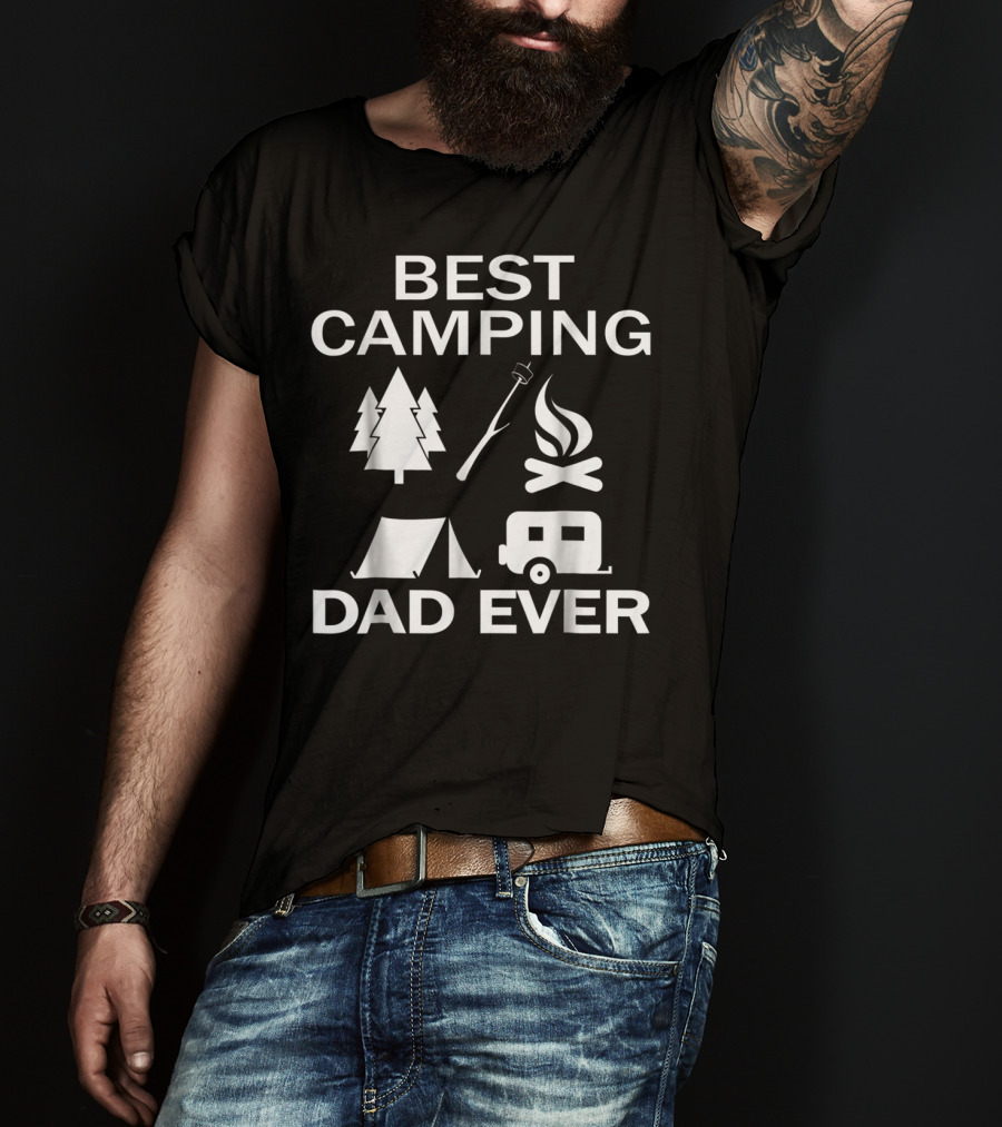 Best Camping Dad Ever Tree Fire Tent Rv T-Shirt