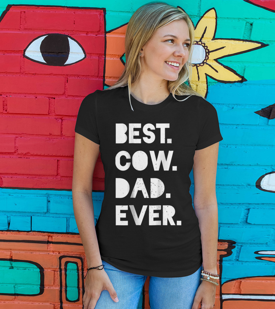 Best Cow Dad Ever Mens Vintage Farmer Gift T-Shirt