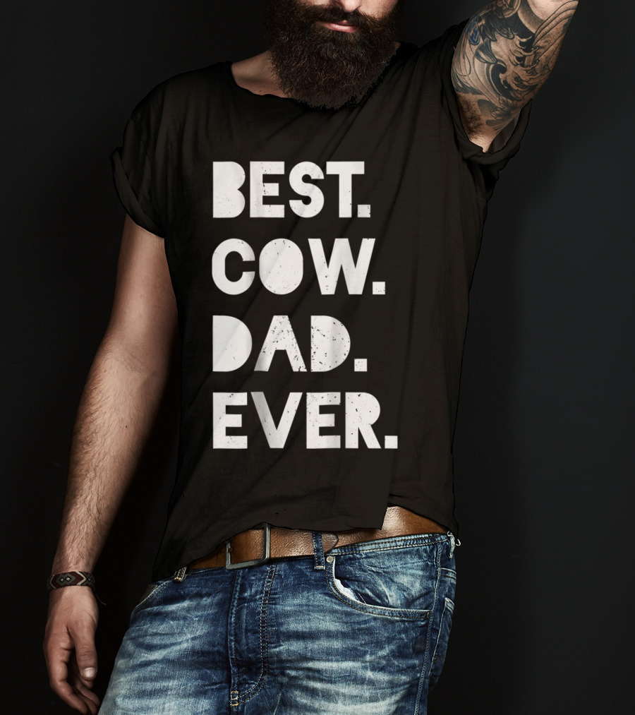 Best Cow Dad Ever Mens Vintage Farmer Gift T-Shirt
