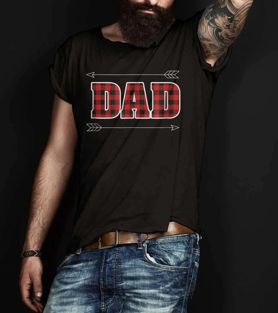 Buffalo Plaid Dad Lumberjack Family Birthday Arrows T-Shirt