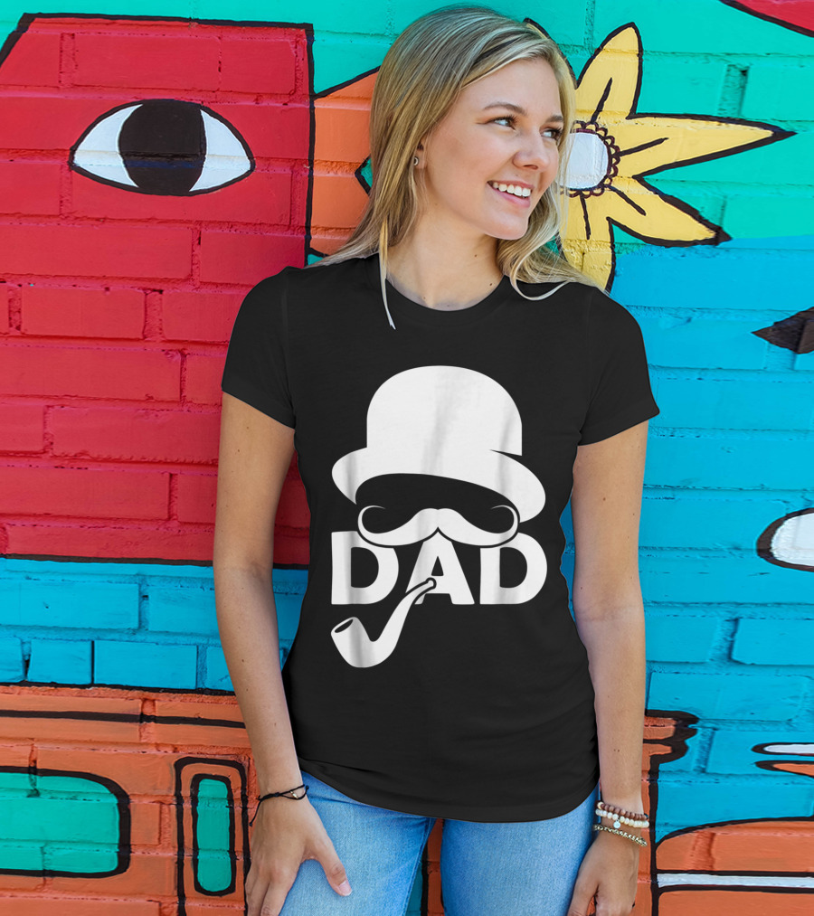 Cool Dad Mustache Hat Pipe T-Shirt