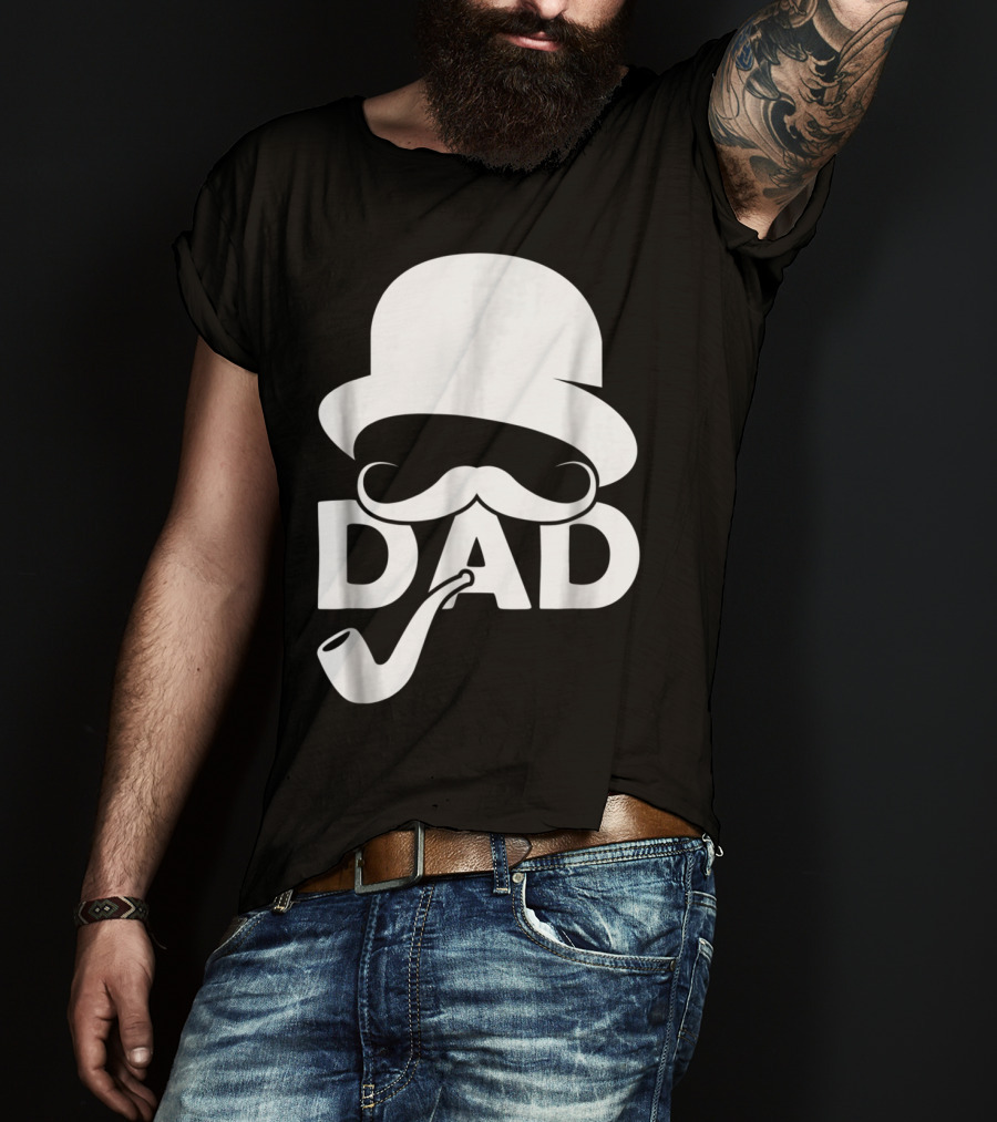 Cool Dad Mustache Hat Pipe T-Shirt