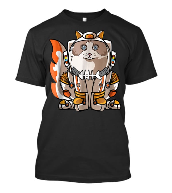 Christmas Space Ragdoll Suit Cat Astronaut With Fish Bone Helmet T-Shirt