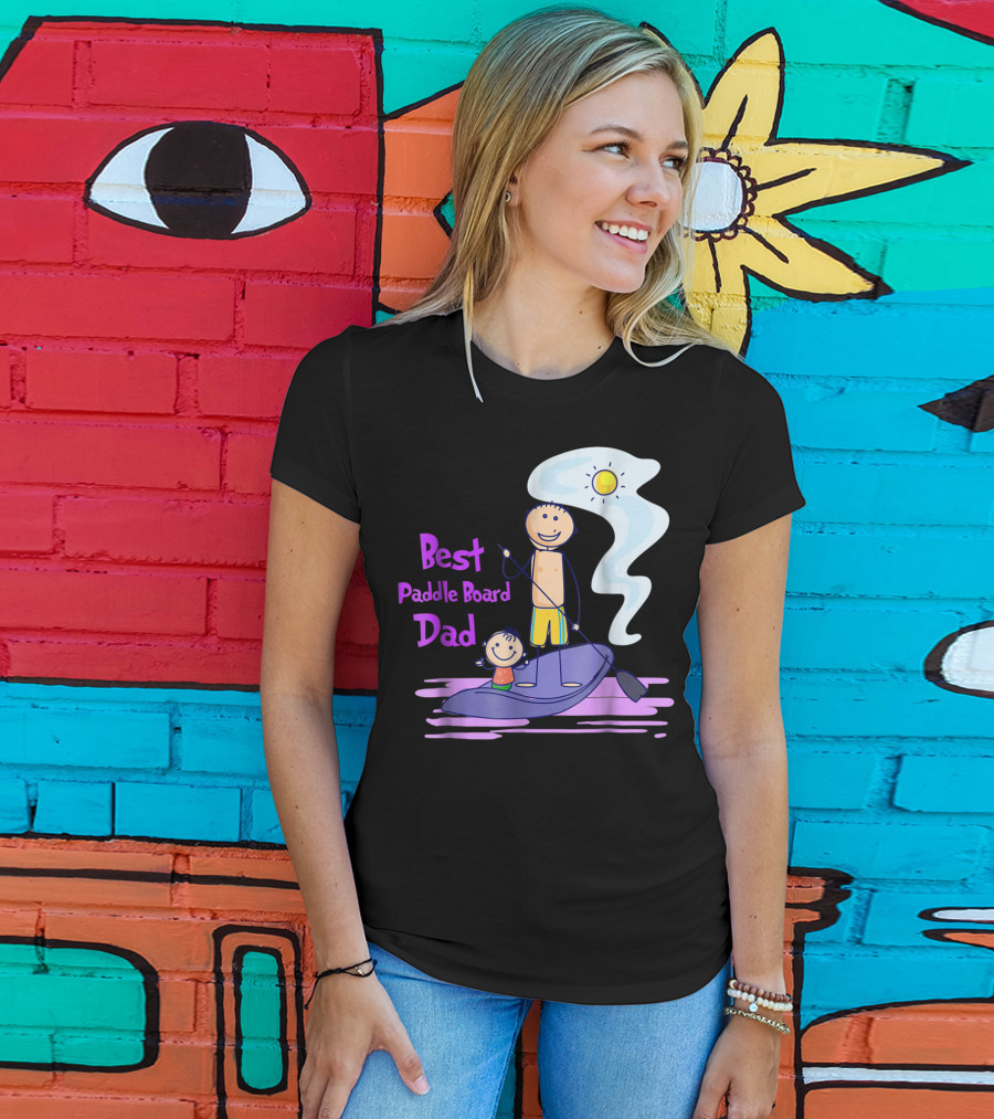 Best Paddle Board Dad Fun Stick Figure T-Shirt