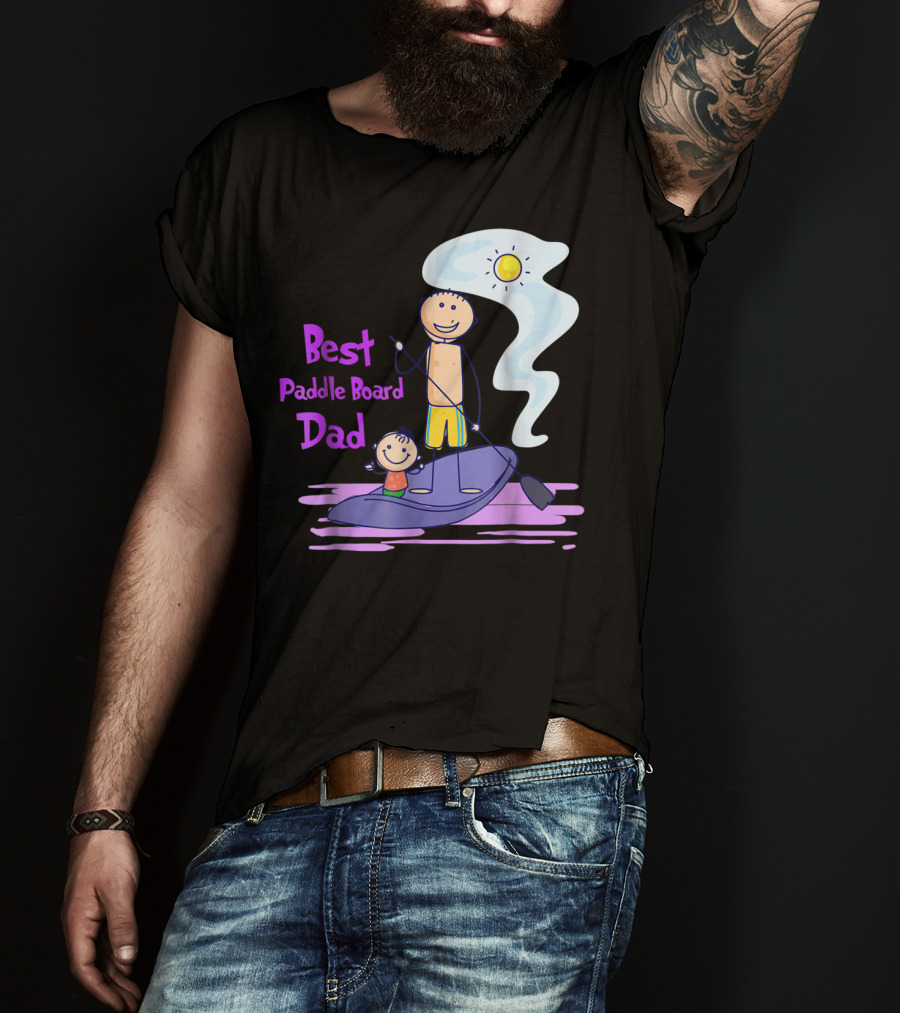 Best Paddle Board Dad Fun Stick Figure T-Shirt