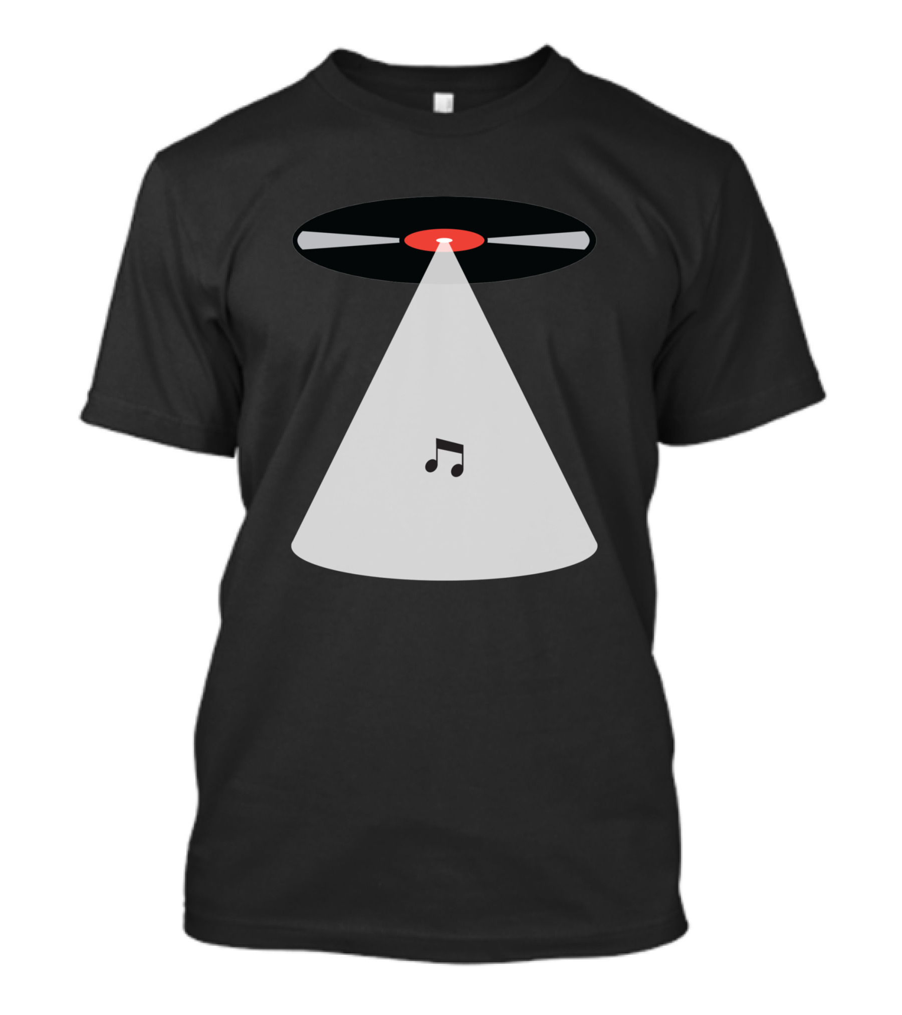 Abduction Vinyl Record UFO Beaming Up Music Note T-Shirt