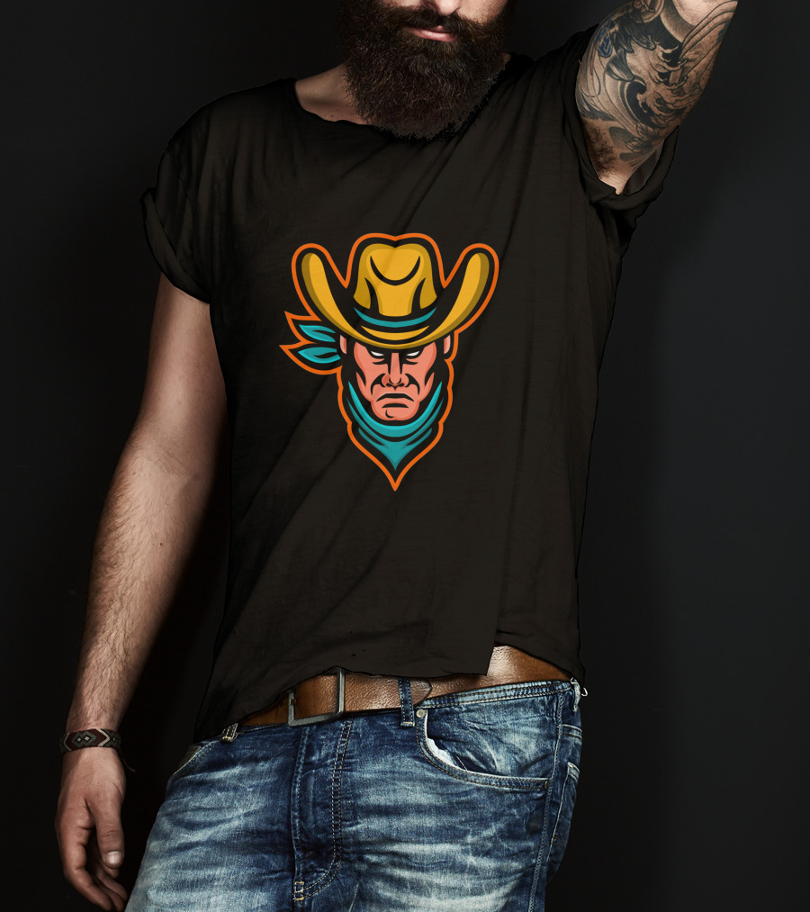 American Cowboy Mascot Icon With Hat And Bandana T-Shirt