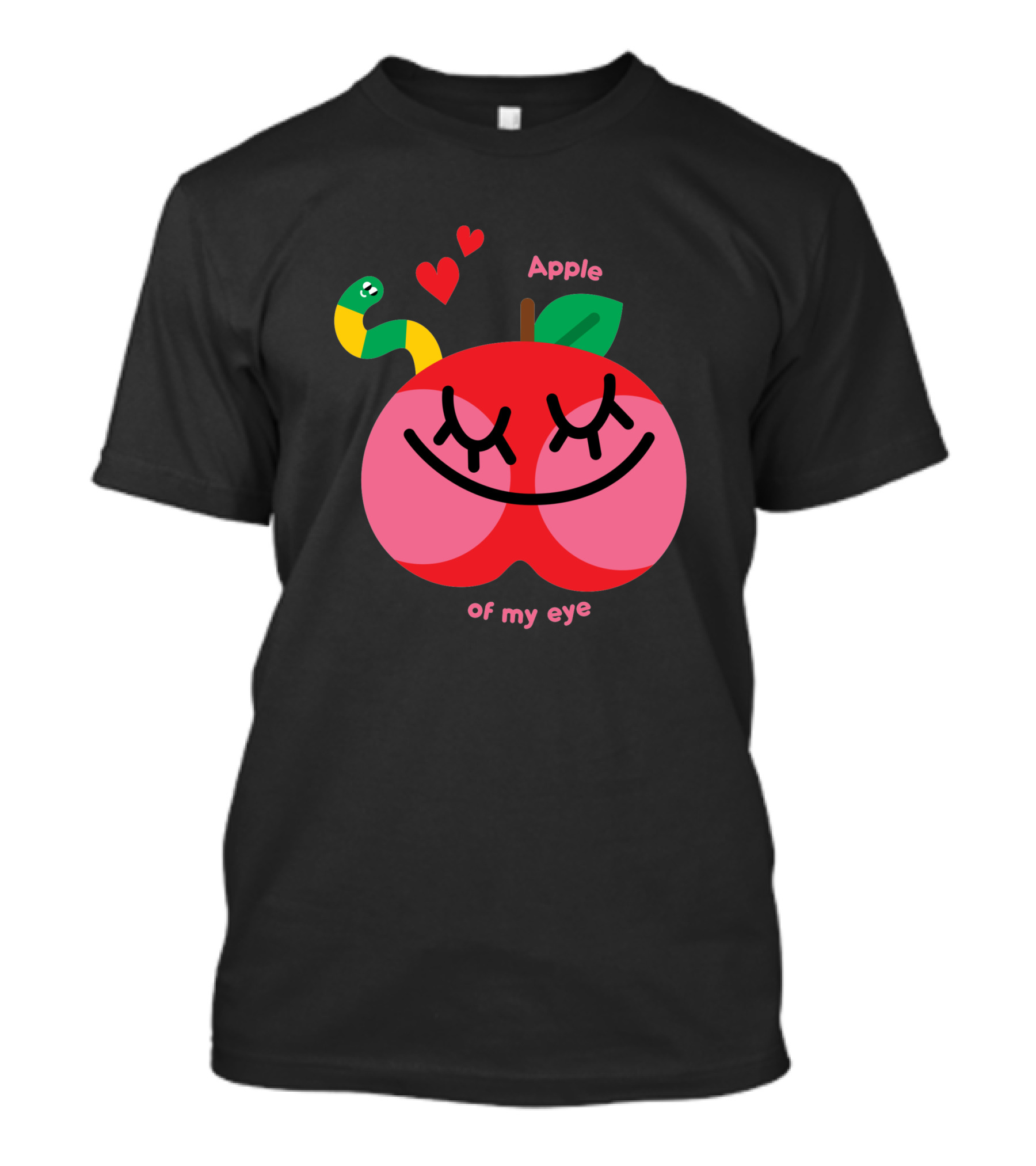 Apple Of My Eye Cute Smiling Apple With Colorful Snake And Hearts T-Shirt