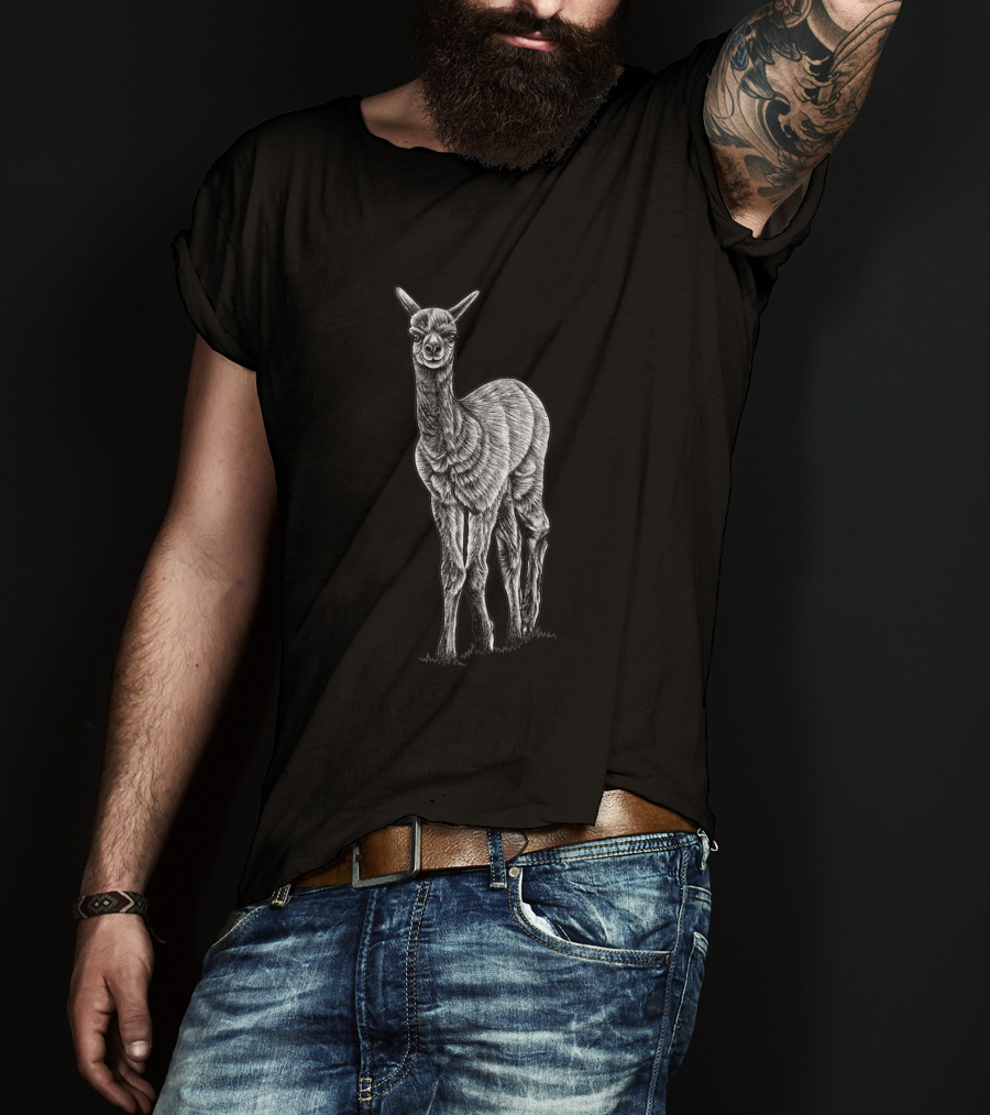 Baby Alpaca Ink Illustration 963585 Detailed T-Shirt