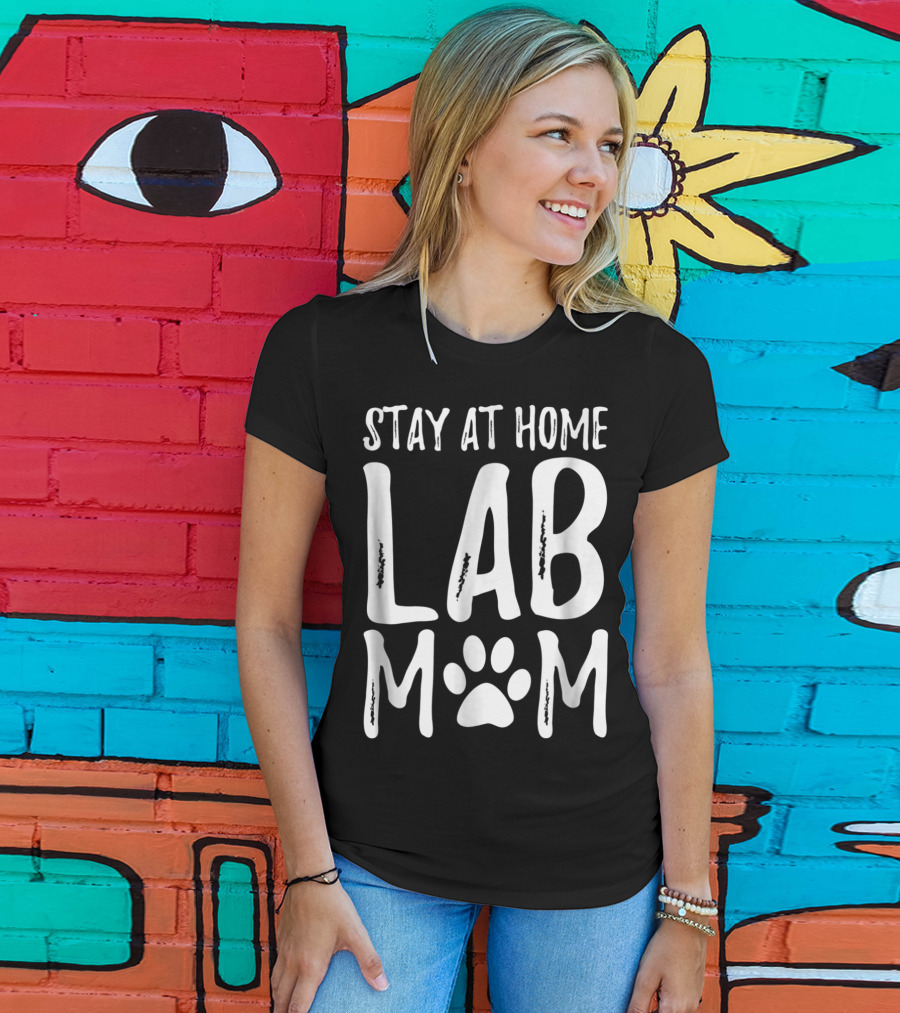 Stay At Home Lab Mom Labrador Dog Paw Prints T-Shirt
