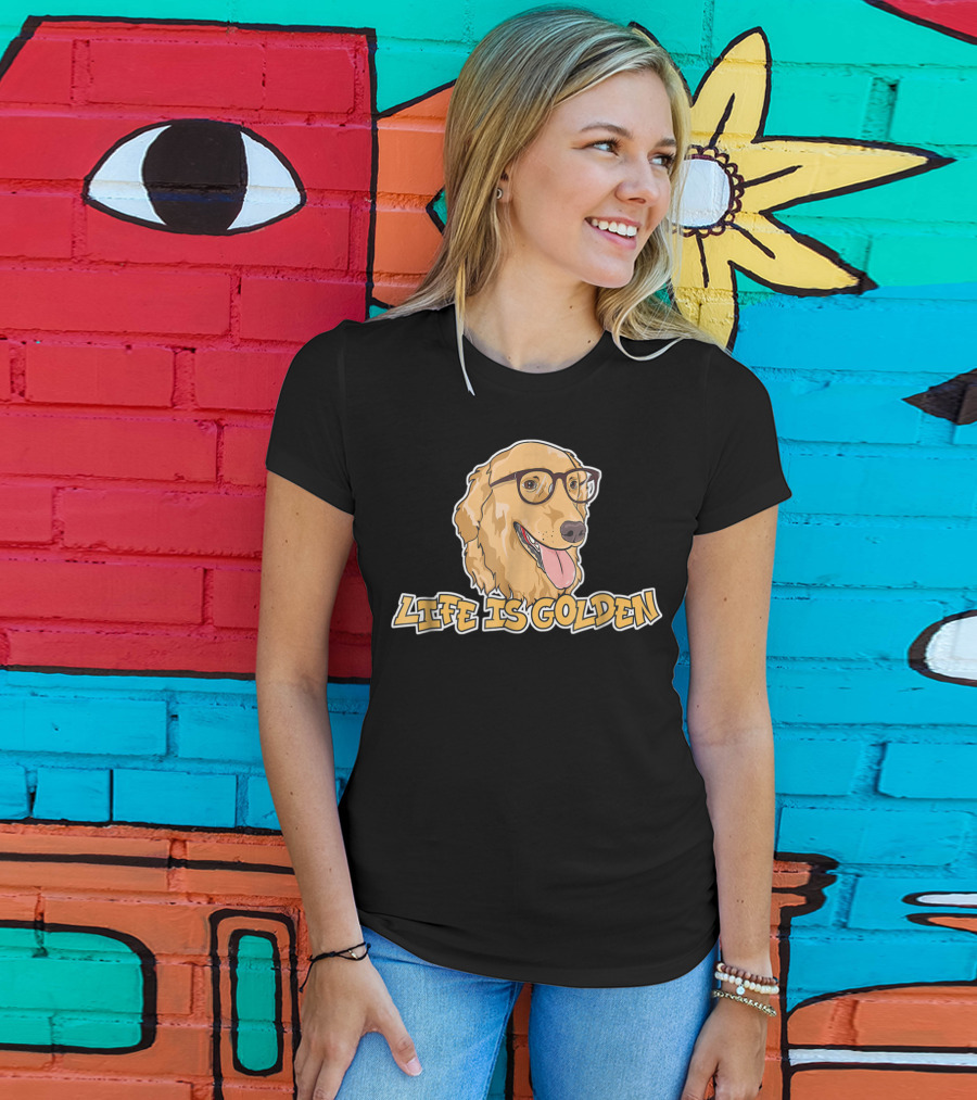 Life Is Golden Retriever Glasses T-Shirt