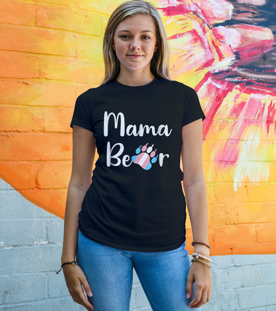 Mama Bear Trans Pride Transgender Mom Bear Paw T-Shirt