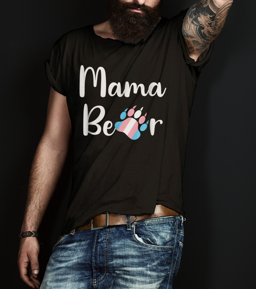 Mama Bear Trans Pride Transgender Mom Bear Paw T-Shirt