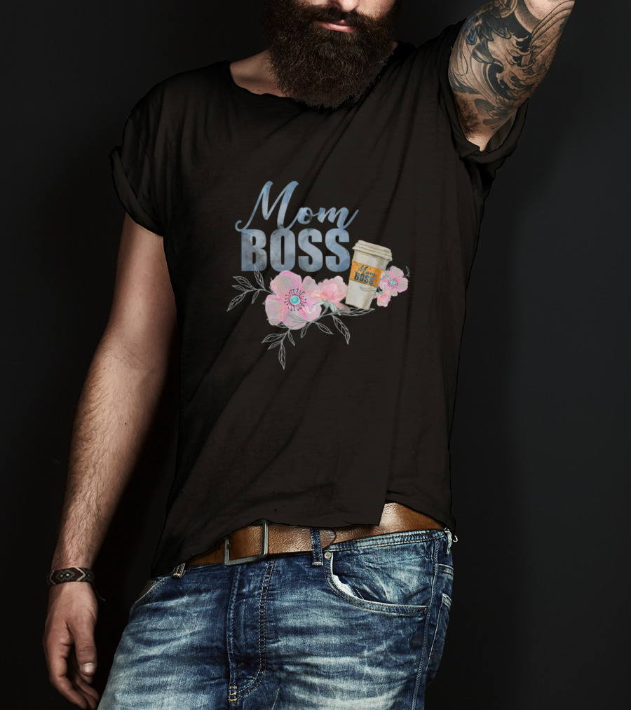 Mom Boss Coffee Floral T-Shirt