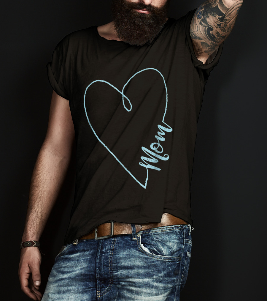 Mom Heart Aquamarine March Birthstone T-Shirt