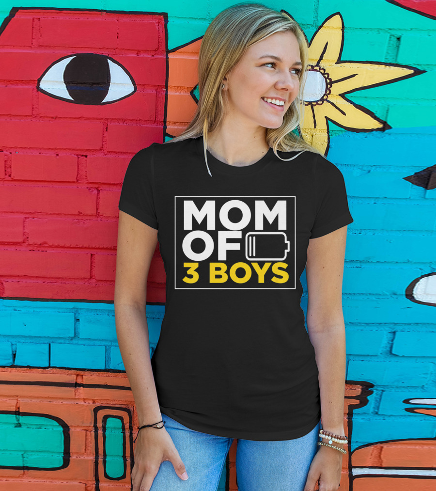 MOM OF 3 BOYS Low Battery Christmas From Son T-Shirt