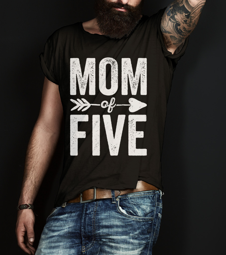 Mom Of Five Arrow Heart T-Shirt