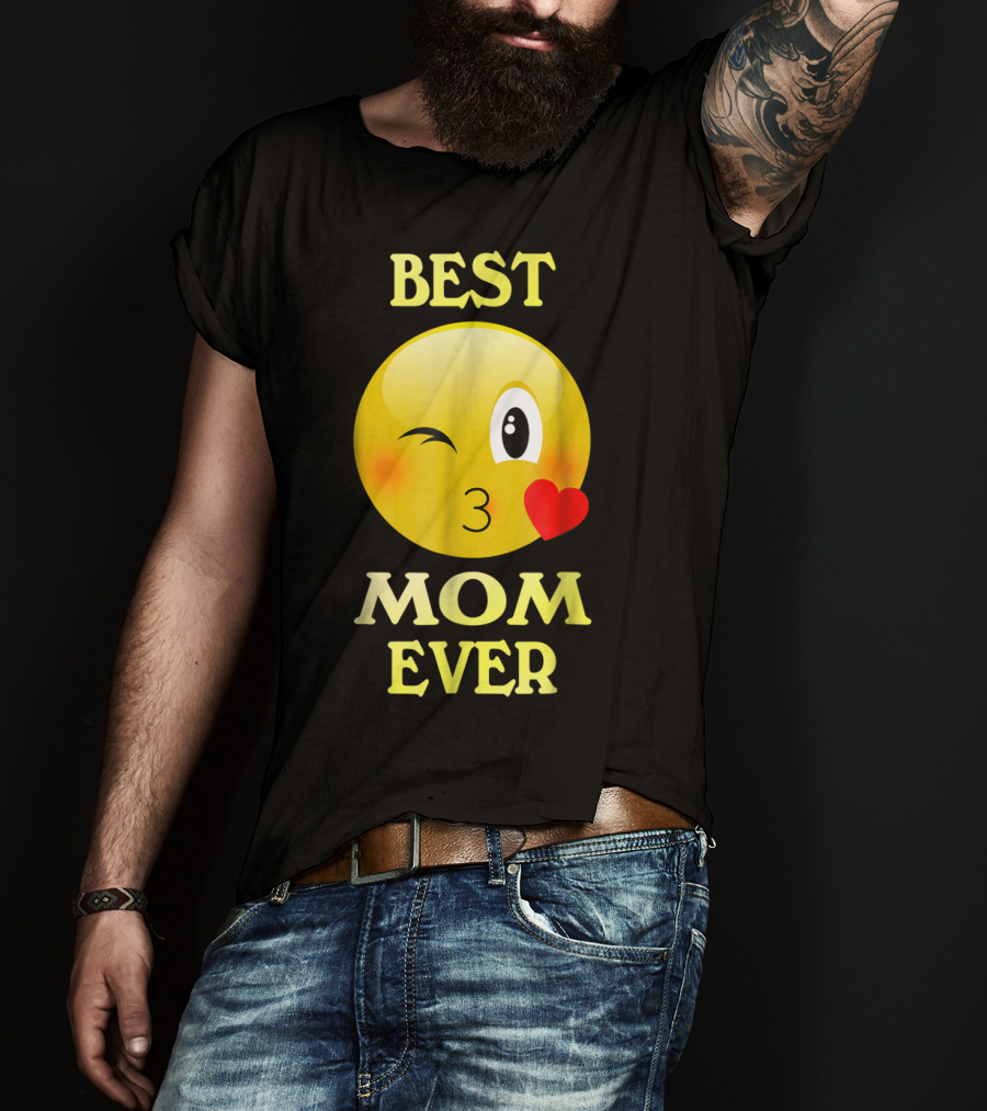 Best Mom Ever Emoji Winking Kiss Mother's Day T-Shirt