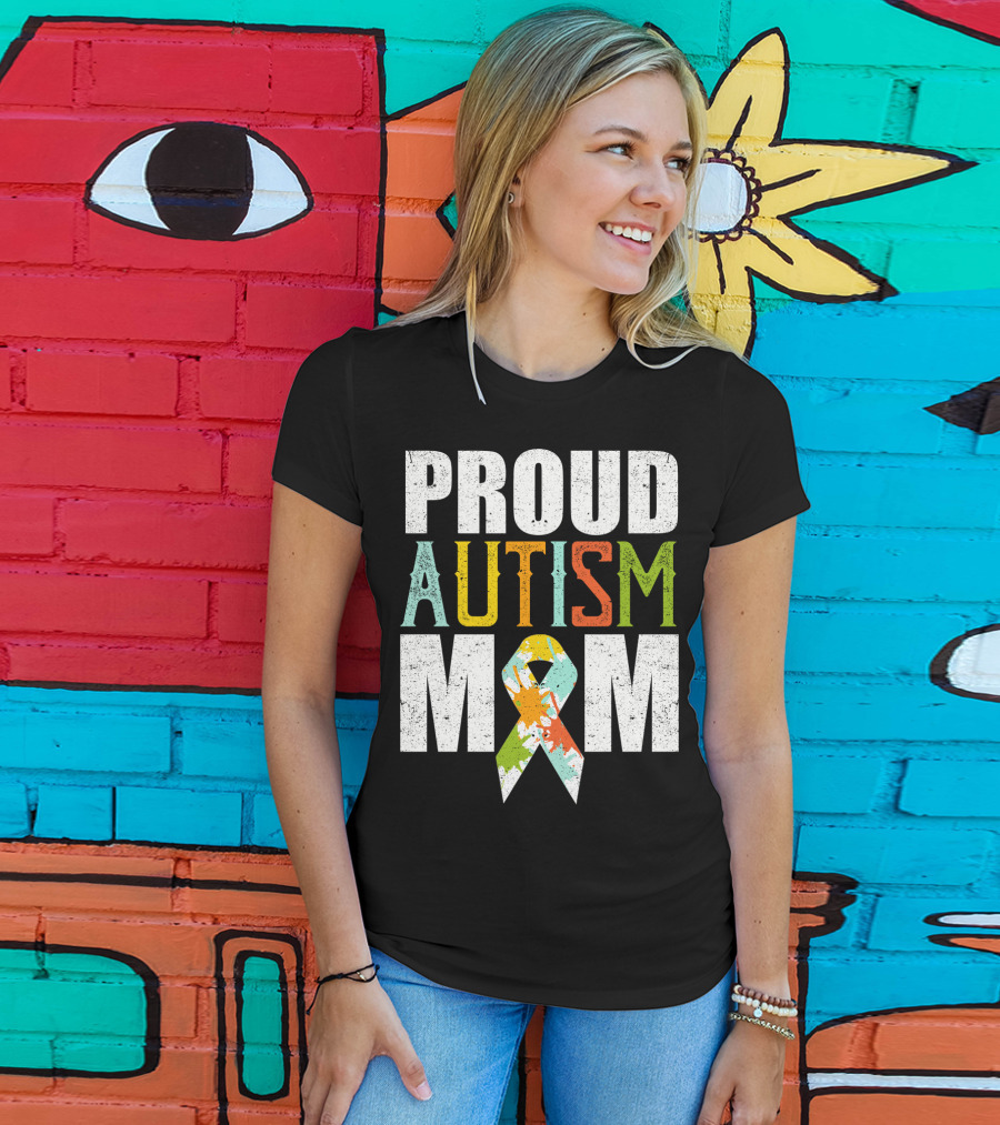 Proud Autism Mom Multicolor Awareness T-Shirt