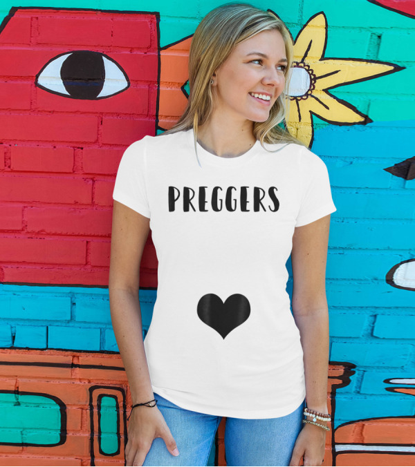 Preggers Announce Baby Prego Mom Heart Idea46 T-Shirt