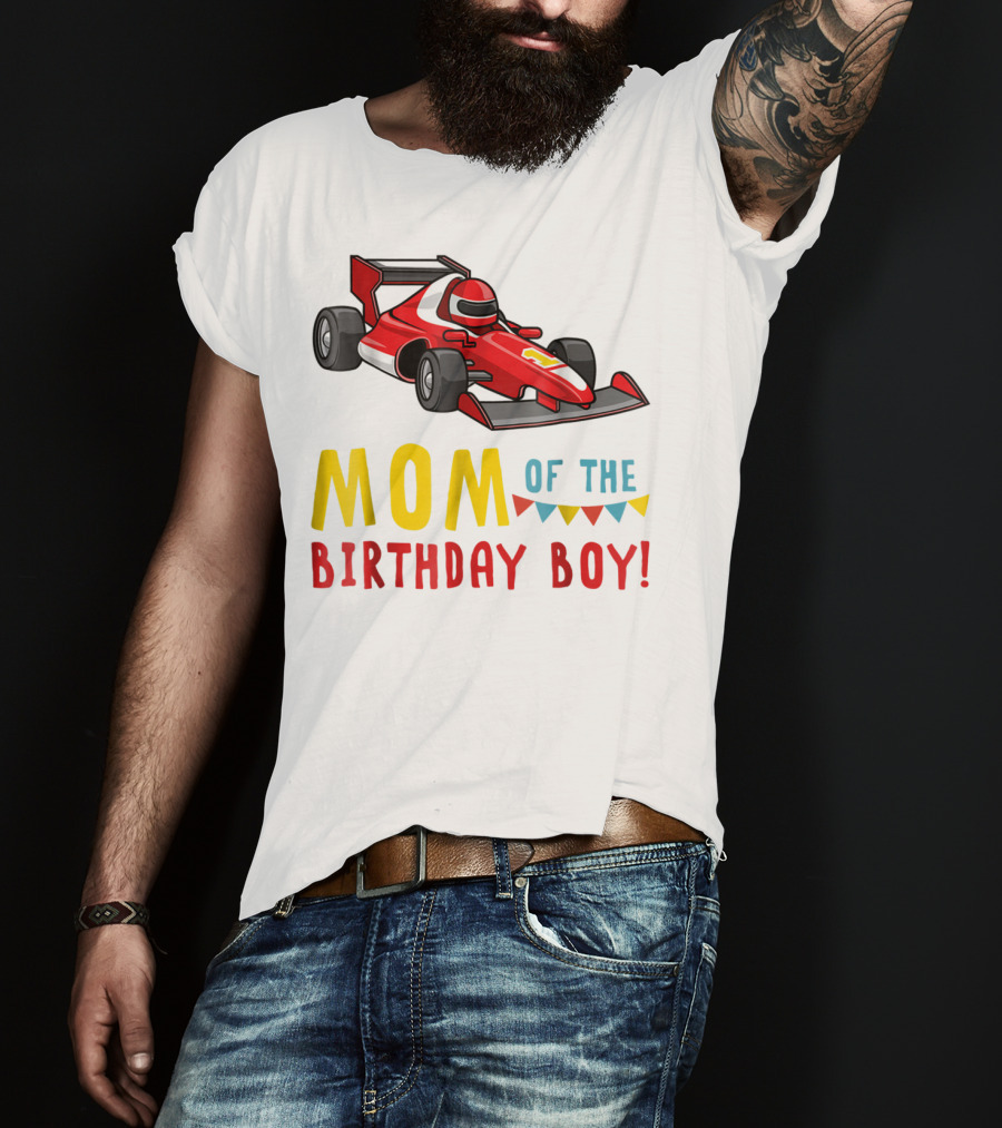 Mom Of The Birthday Boy Racer Car T-Shirt