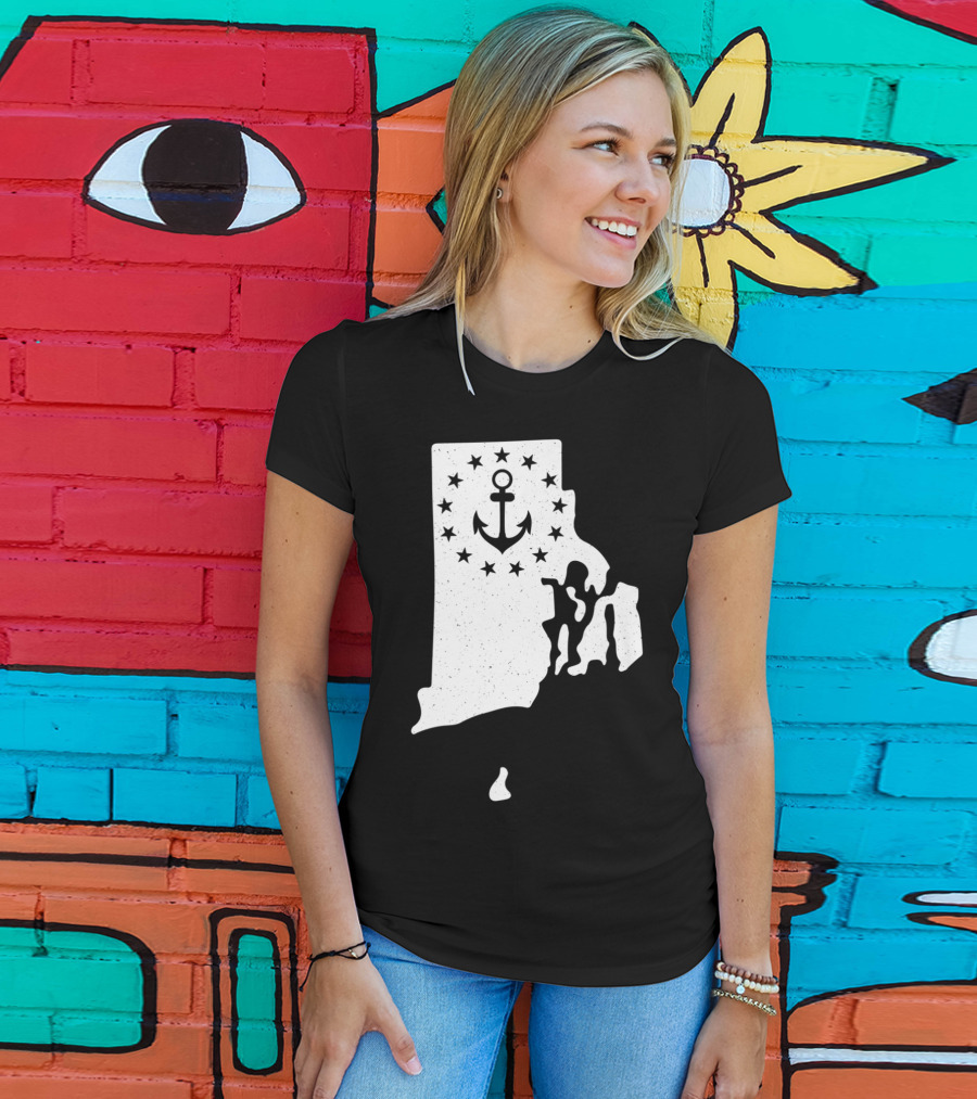 Rhode Island Anchor Independence With Stars T-Shirt