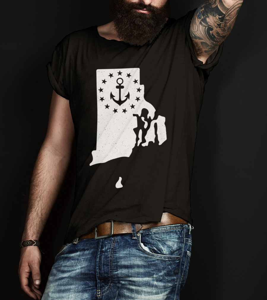 Rhode Island Anchor Independence With Stars T-Shirt