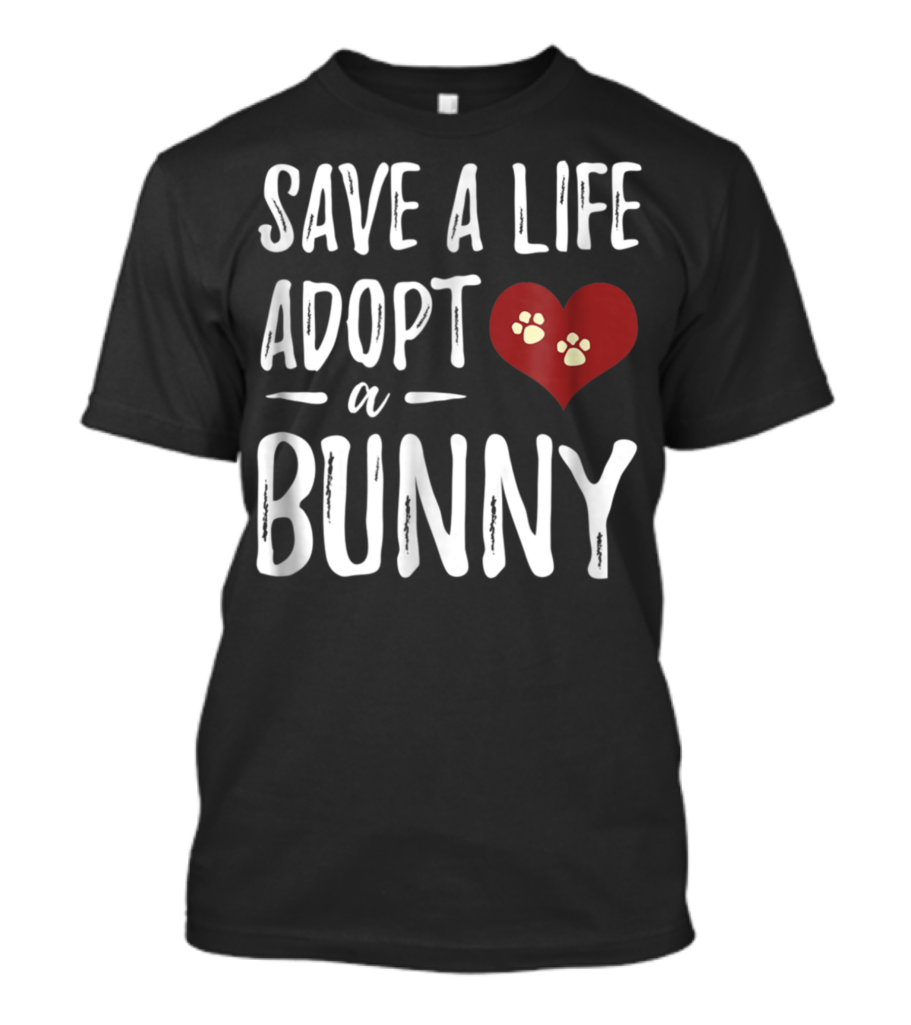 Save A Life Adopt A Bunny Heart Paw Prints T-Shirt