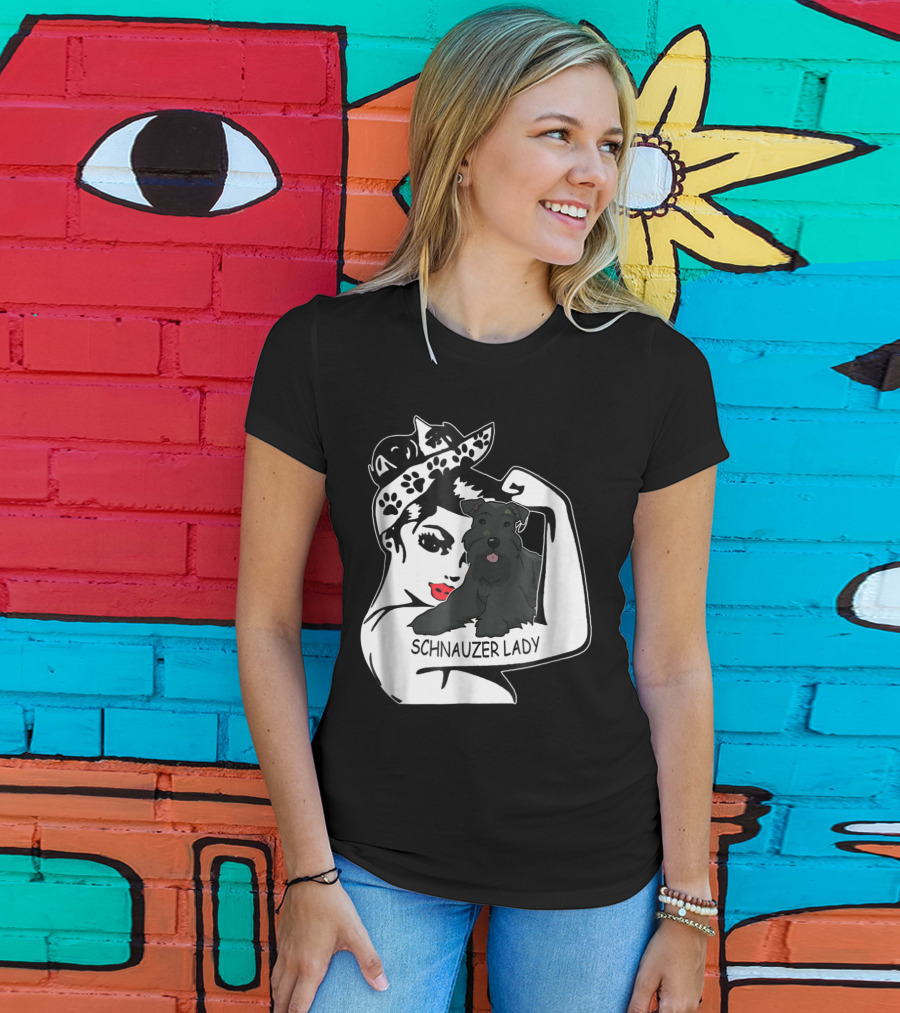 Schnauzer Strong Lady Mom Funny Birthday T-Shirt
