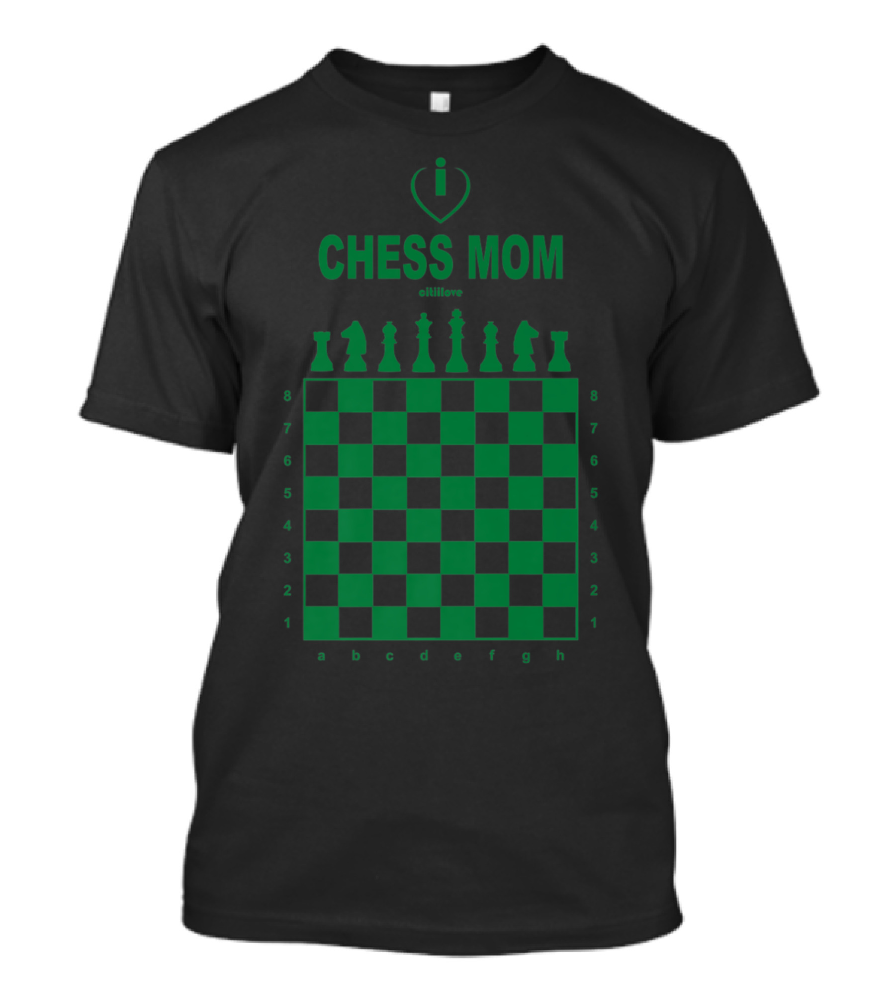 I Love Chess Mom Slim Fit Chess Board And Pieces T-Shirt