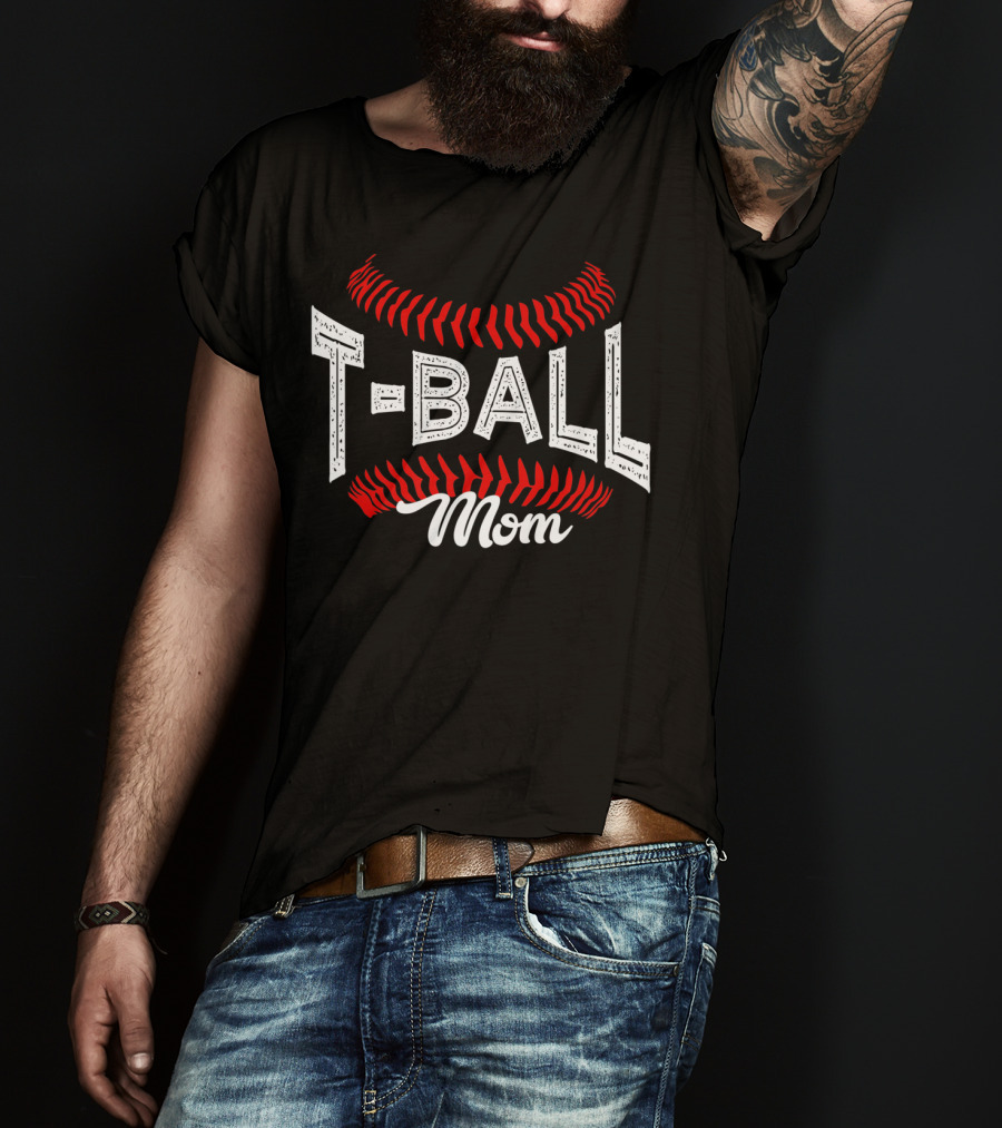 T-Ball Mom Baseball Stitching T-Shirt