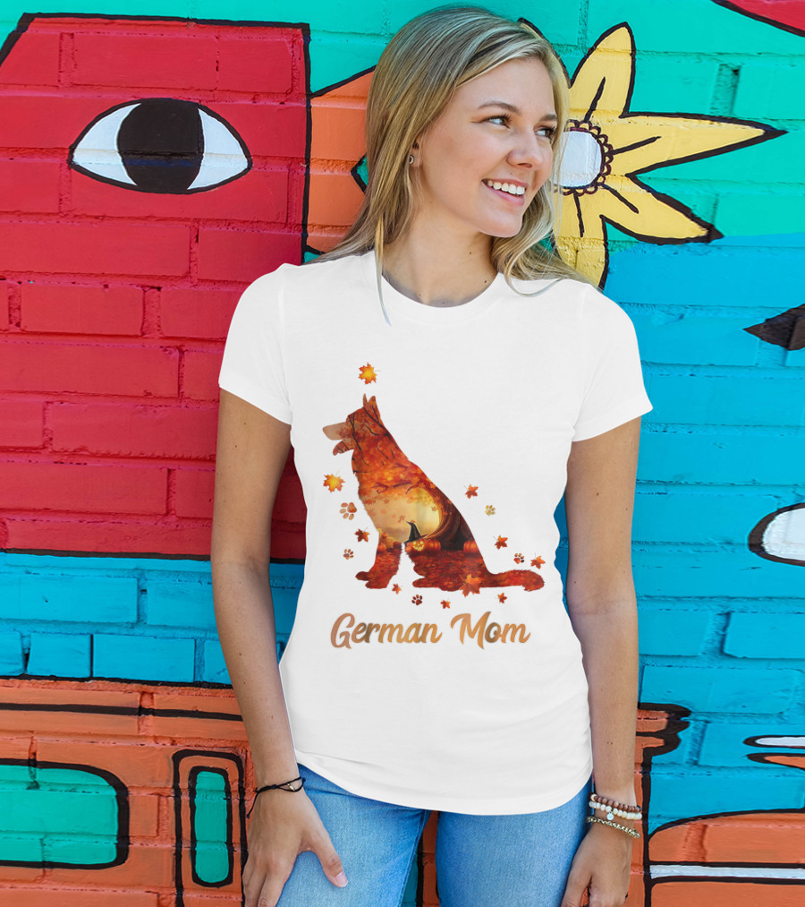 German Shepherd Mom Autumn Scene T-Shirt